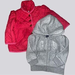 Lot of 2 RALPH LAUREN SNAP-UP QUILTED JACKET & BABY GAP GREY ZIP-UP FLEECE S/12M